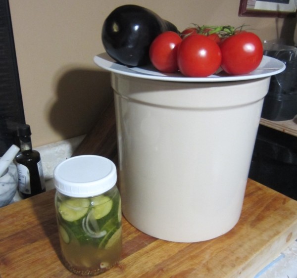 pickle crock on counter