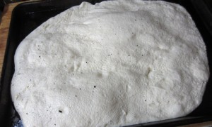 sheet pan pizza dough risen